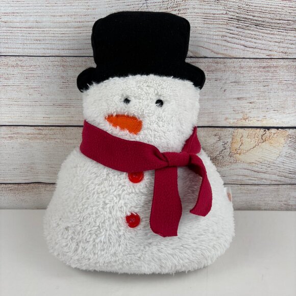 Novogratz Holiday Snowman Sherpa Accent Pillow Felt Hat Scarf - Picture 1 of 11